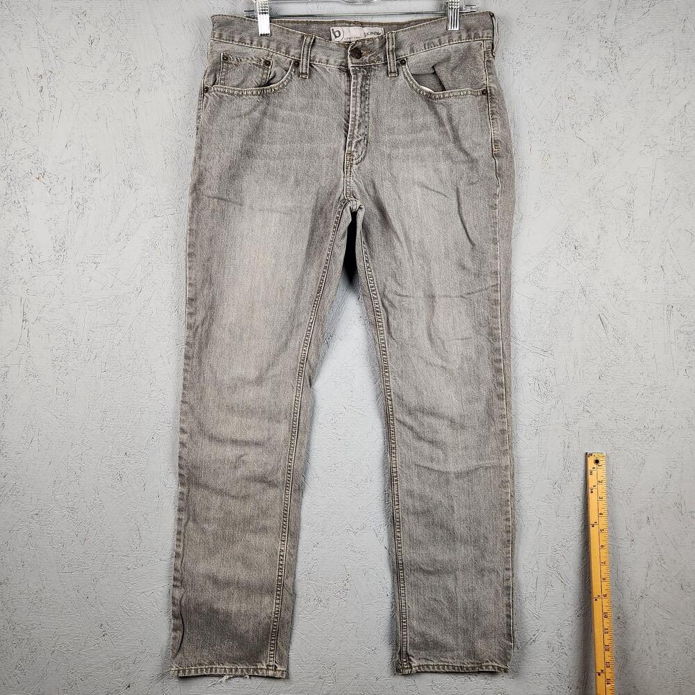 Bullhead Jeans Mens 34x32 Light Gray Skinny Hipster Skater Pants Distressed Logo